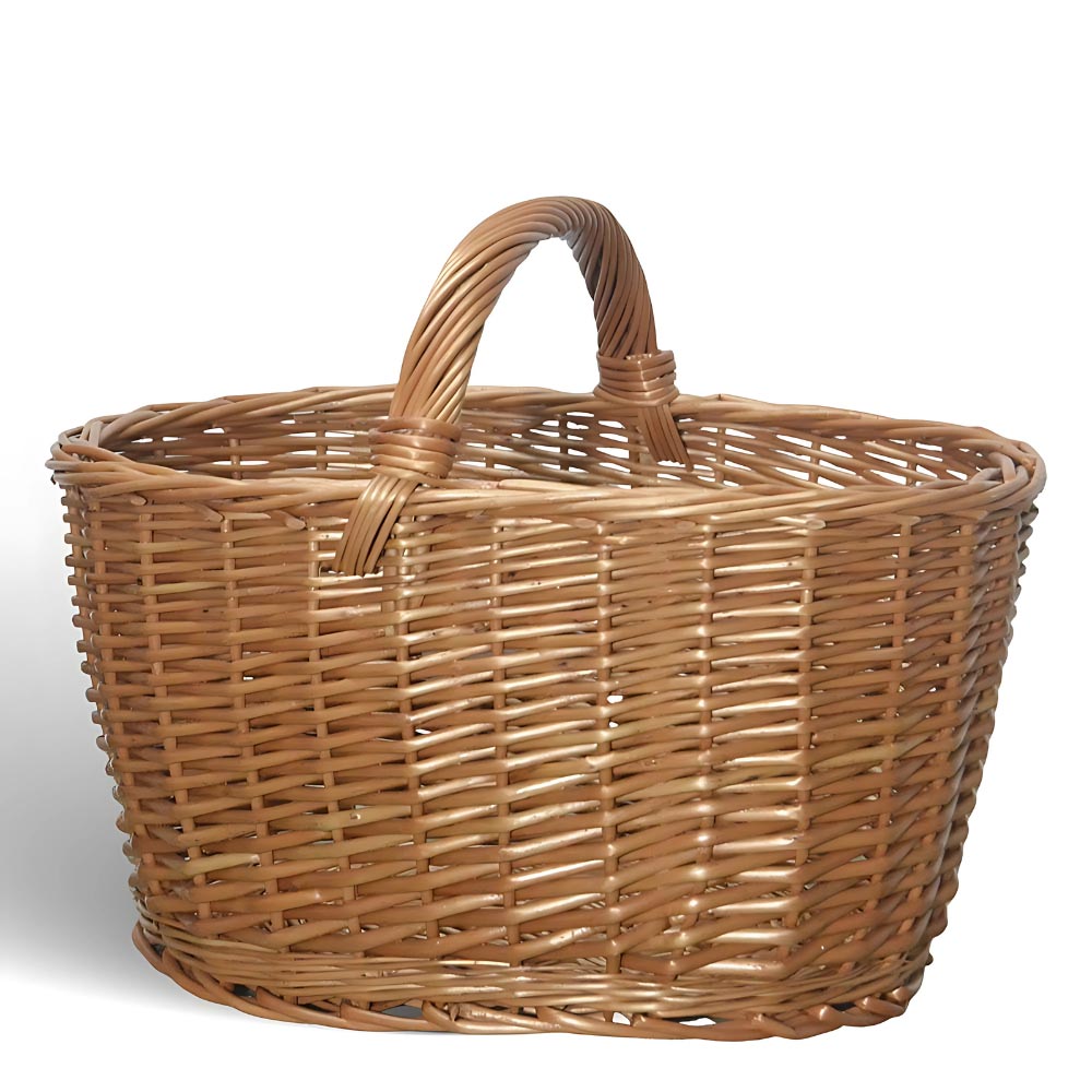 Cesta portaoggetti barbara panaro ovale cesto in vimini con manico intrecciato.